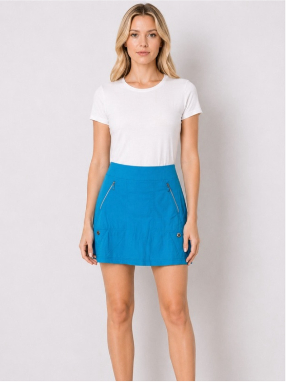 Jamie Sadock Athletic Skort Golf Skirt Turquoise Blue Silver Zip Details Size 10